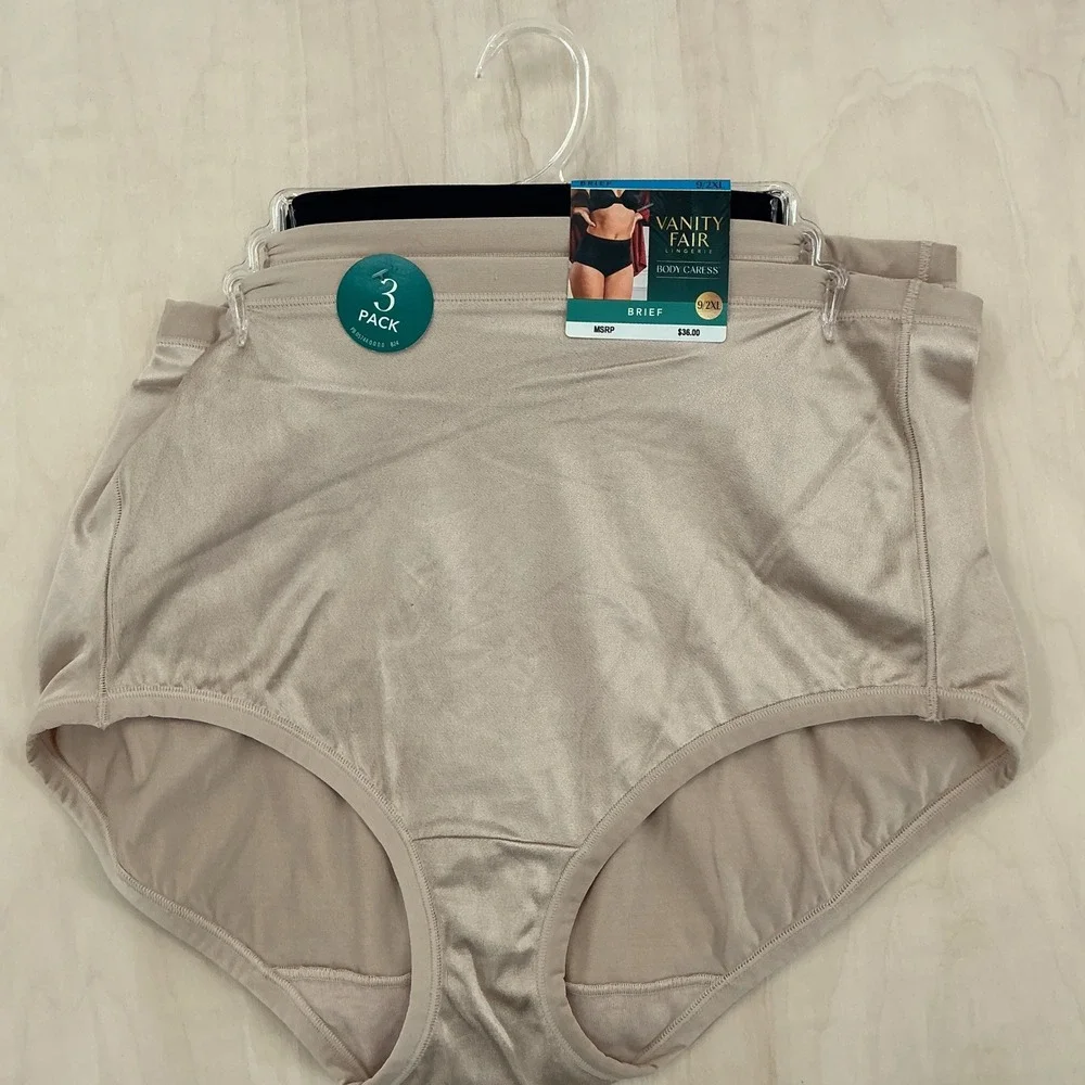 Vanity Fair Briefs Womens 2XL Multi 3 Pack Body Caress High Rise Smoothing New